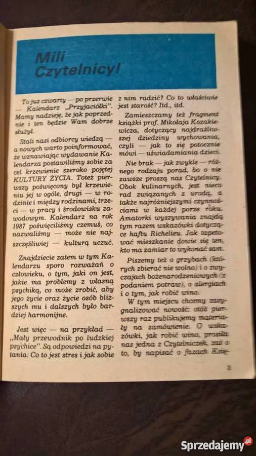 Kalendarz Przyjaciółka 1987 Wrocław