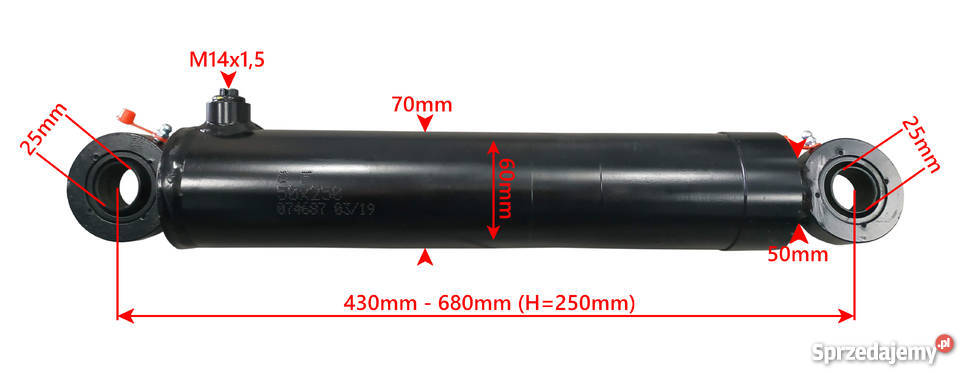 Siłownik Hydrauliczny ZETOR Cylinder SKOK 250 Solec Kujawski