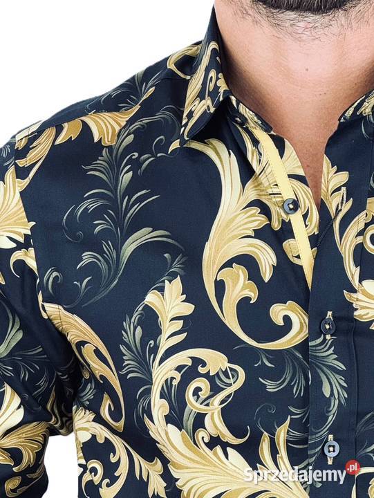 DANIEL BESSI Koszula męska fb125 czarna glamour Odzież codzienna wielkopolskie Ostrów Wielkopolski