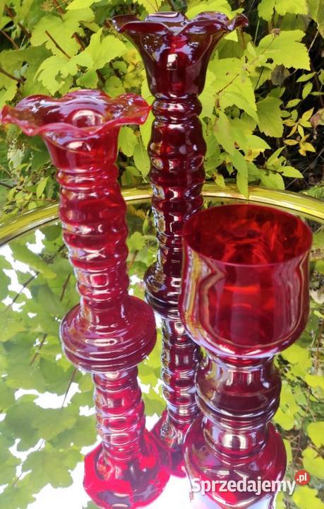 Huta Lauschaszło artystycznewazon czerwony Pabianice