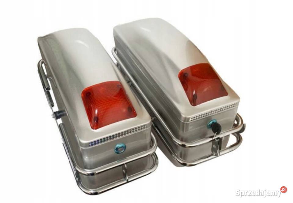 KUFRY BOCZNE DO MOTOCYKLA ZE STELAŻEM I LAMPĄ Części i akcesoria motocyklowe śląskie