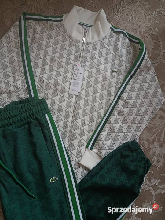 Komplet dresowy Lacoste Monogram białozielony podlaskie Białystok