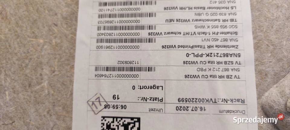 VW TIGUAN II BOCZEK PRAWY TYŁ 5NA867212K Tapicerki samochodowe