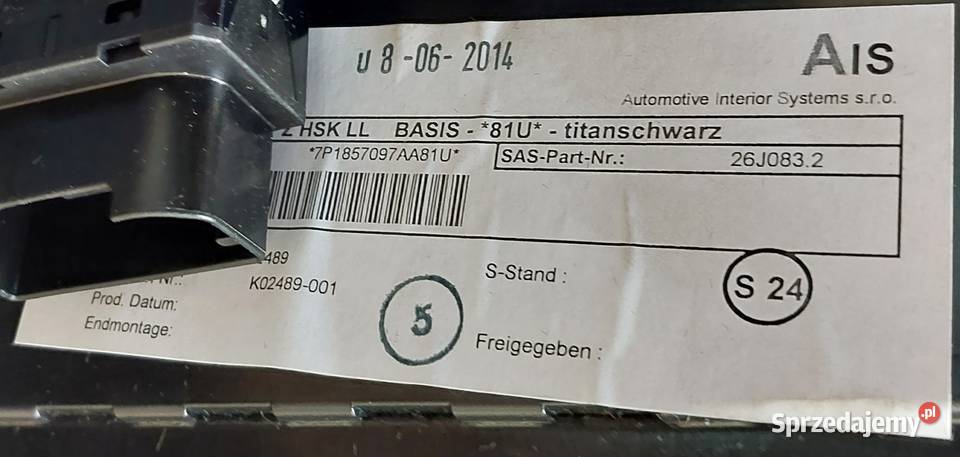 SCHOWEK PASAŻERA VW TOUAREG 7P 7P1857097A 81U Mielęcin