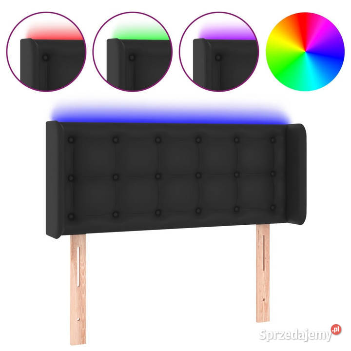 Zagłówek do łóżka z LED czarny 93x16x7888 Ramy i stelaże Ramy i stelaże