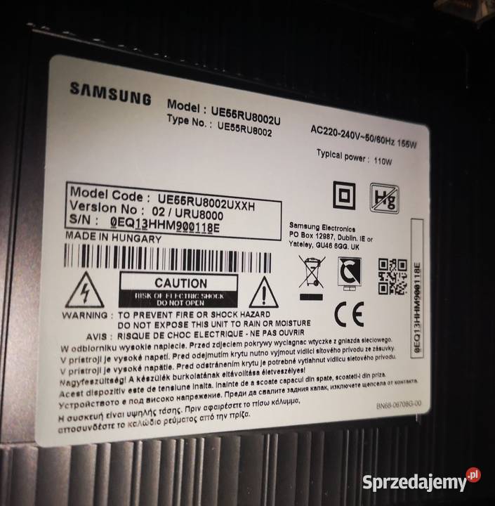 Telewizor smart led samsung ru8002 55 4k Świdnica