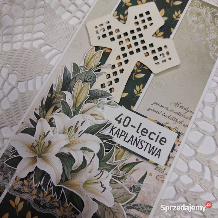 Jubileusz Kapłaństwa lilie Kartka ręcznie