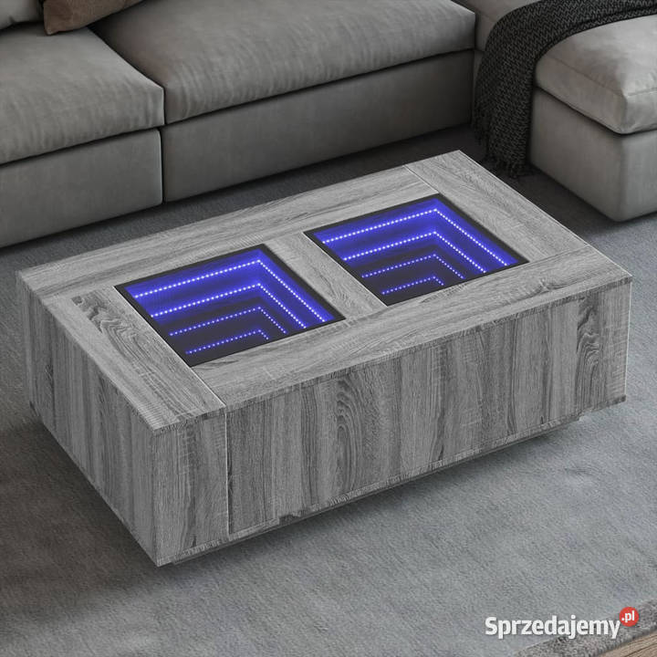 Stolik kawowy z LED Infinity szary dąb sonoma mazowieckie Warszawa