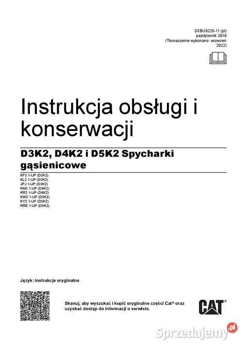 CATERPILLARR D3K2 D4K2 D5K2 Spycharka DTR Kraków