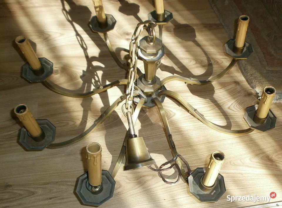 Żyrandol Lampa Mosiężna 8 Ramion Wisząca Stara Lampy wiszące sprzedam