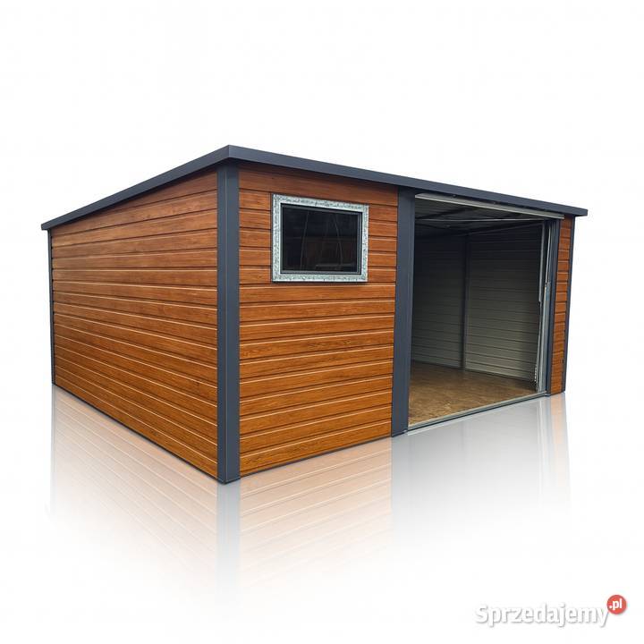 Garaż Blaszany spad na tył 44 drewnopodobny Kolbudy
