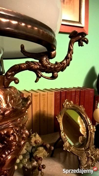 Miedziana lampa stołowa ala naftowa styl retro Kluczbork