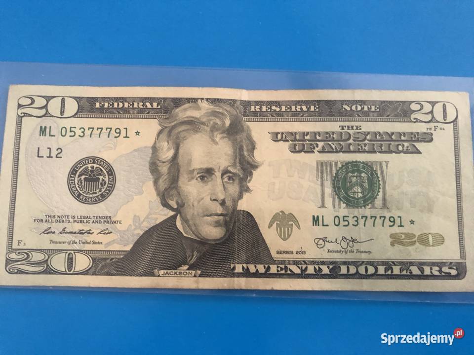 Banknot 20 dollarow ciekawy numer z gwiazdka