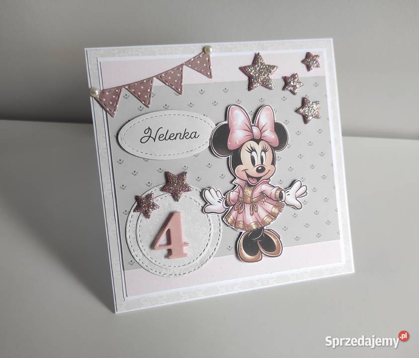 Kartka ręcznie robiona na urodziny Myszka Minnie łódzkie Łódź sprzedam