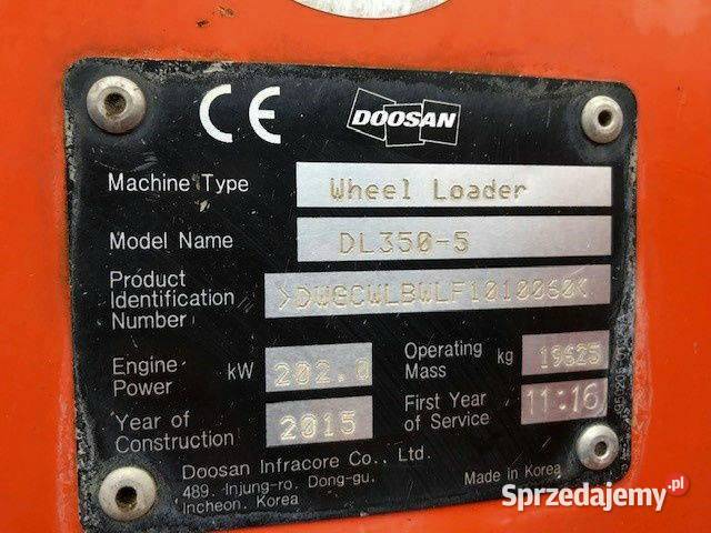 Ladowarka kolowa Doosan Rok produkcji 2015 Warszawa sprzedam