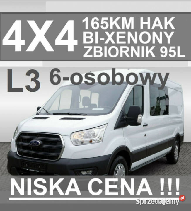 Ford Transit 4x4 165 L3H2 6osob Super Niska Hak Szczecinek