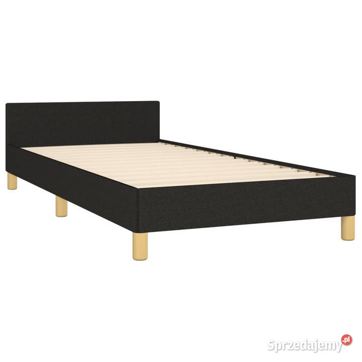 Rama łóżka z zagłówkiem czarna obita tkaniną 128cm