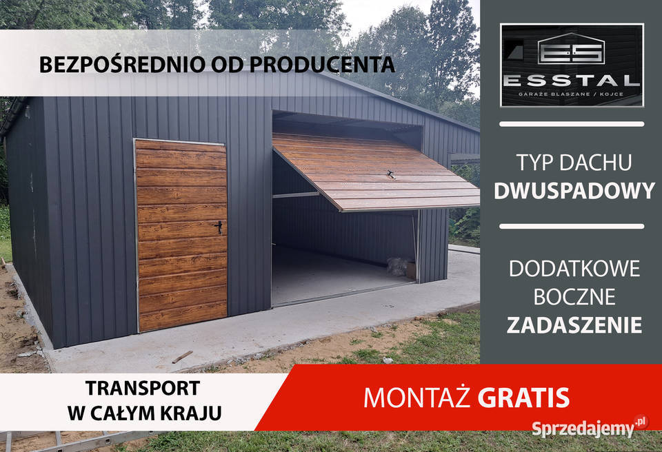 99 Garaż Blaszany GRAFITOWY z zadaszbocznym samodzielny łódzkie Piotrków Trybunalski
