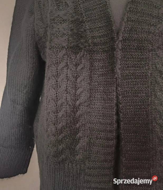 Kardigan Sweter czarny dziergany jesień zima 2YK Odzież damska Krosno