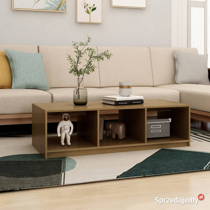 Stolik kawowy miodowy brąz 110x50x34 drewno