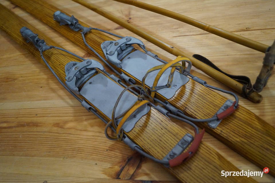 Stare narty jesionowe 185 z kijkami Pruchnik sprzedam