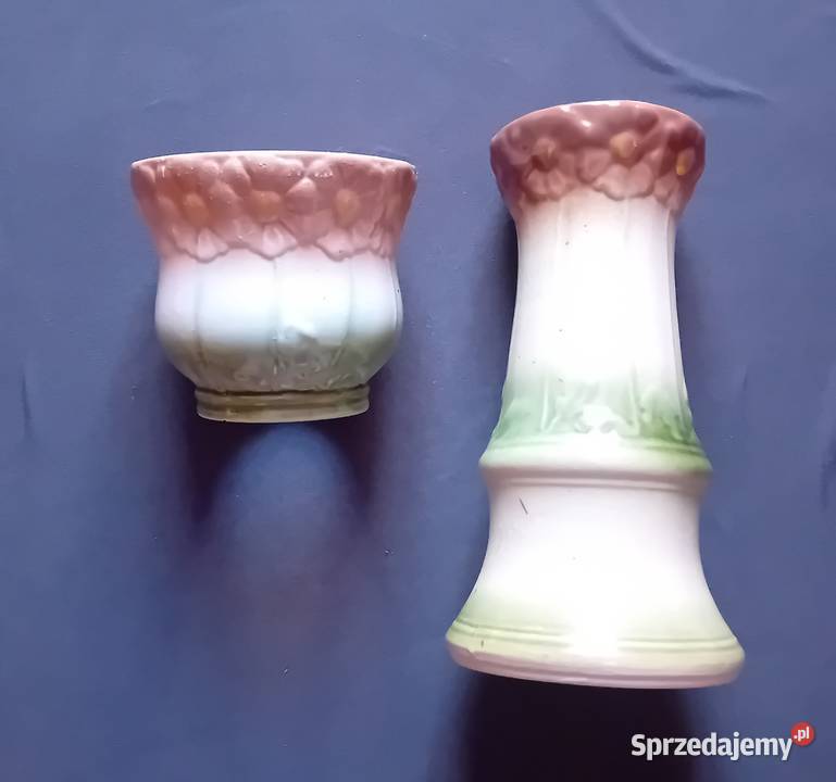 Majolika osłonka doniczki z kolumną Porcelana i szkło wielkopolskie