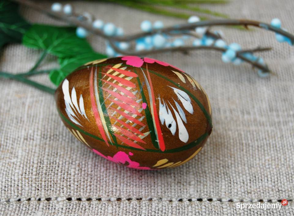 Stara pisanka drewniana malowana Ukraina 6 Lublin