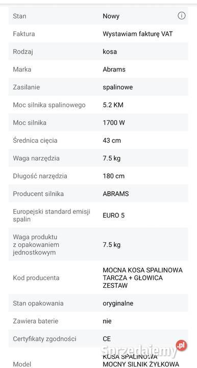 Kosa spalinowa Abrams Stalowa Wola