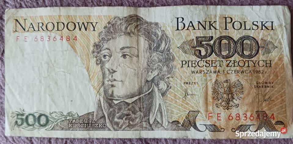 500 T Kościuszko seria FE 1VI1982 r Konin sprzedam