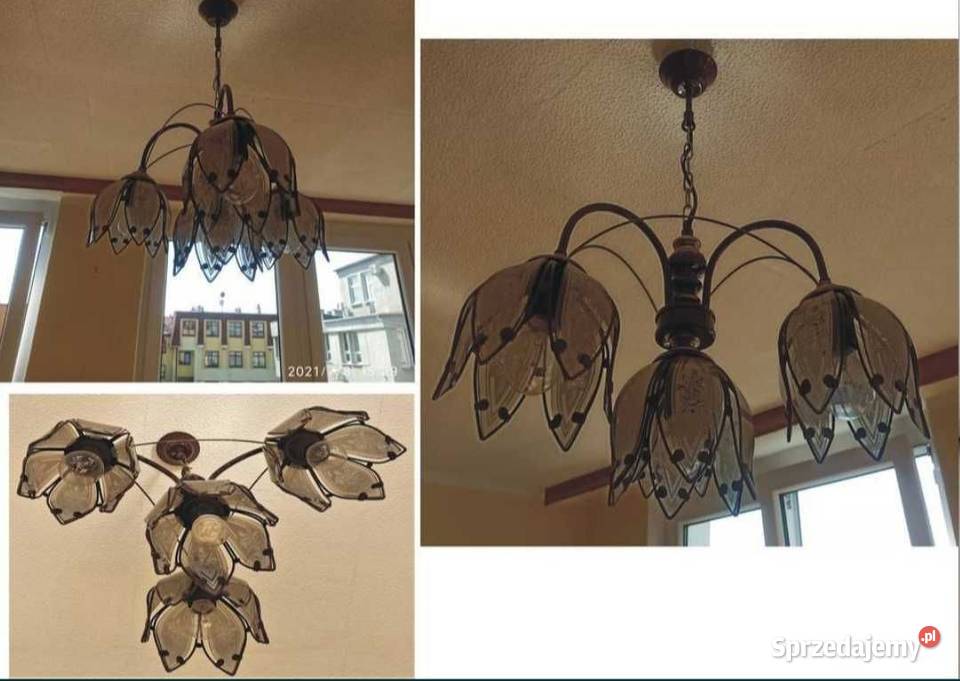 Żyrandol trzyramienny kwiaty stan idealny 50x58 Radzyń Podlaski