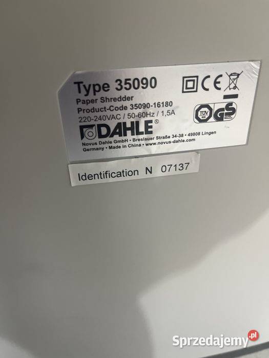 Niszczarka dokumentów DAHLE Type 35090 Tuliszków