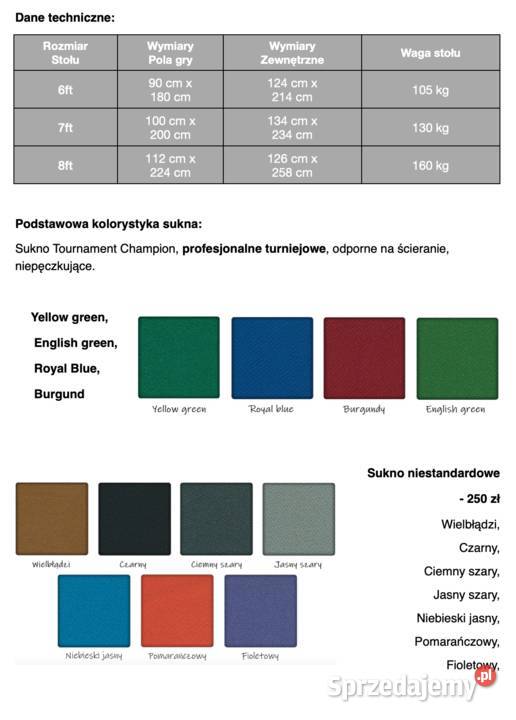 Stół bilardowy WENECJA 6 ft z blatem Wrocław