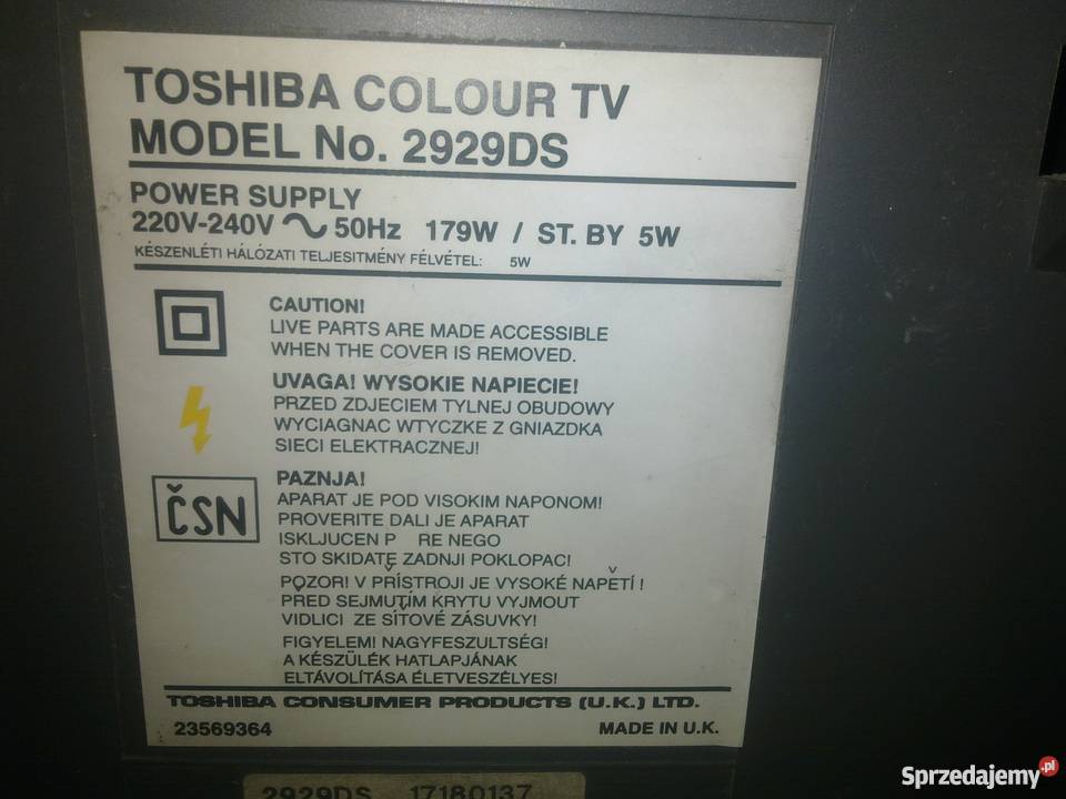 TOSHIBA 2929DS DUŻY TELEWIZOR W 29cale Warszawa