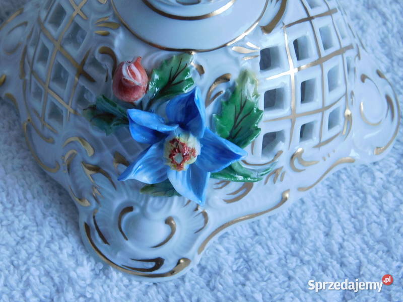 Świecznik porcelanowy 2 ramienny Dresden Niemcy Porcelana i szkło