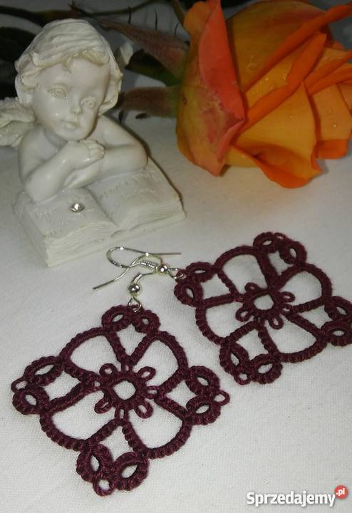 Kolczyki Frywolitkowe Wiśniowa