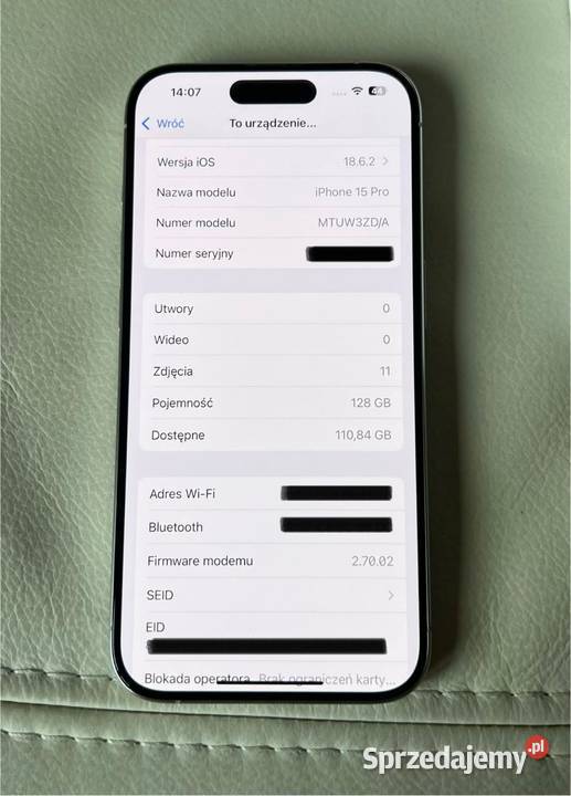 Iphone 15 pro 128Gb Titanium White Telefony komórkowe Popów