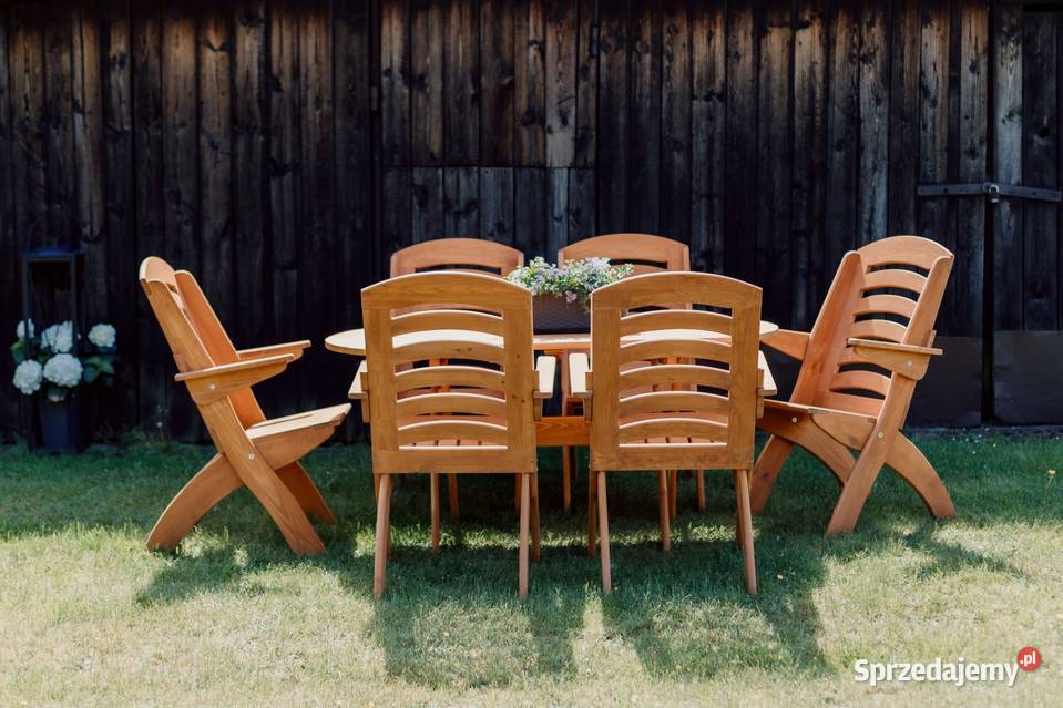 Meble ogrodowe drewniane składane typ X lamel 4 drewno