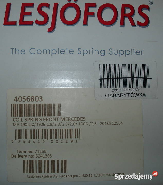 Lesjofors 4056803 sprężyna zawieszenia przód Pabianice