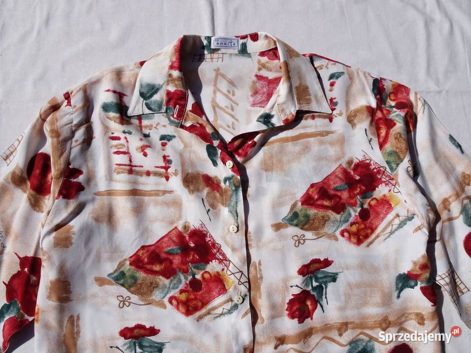 BONITA koszula kwiatowa Wiskoza Wzór Vintage 42