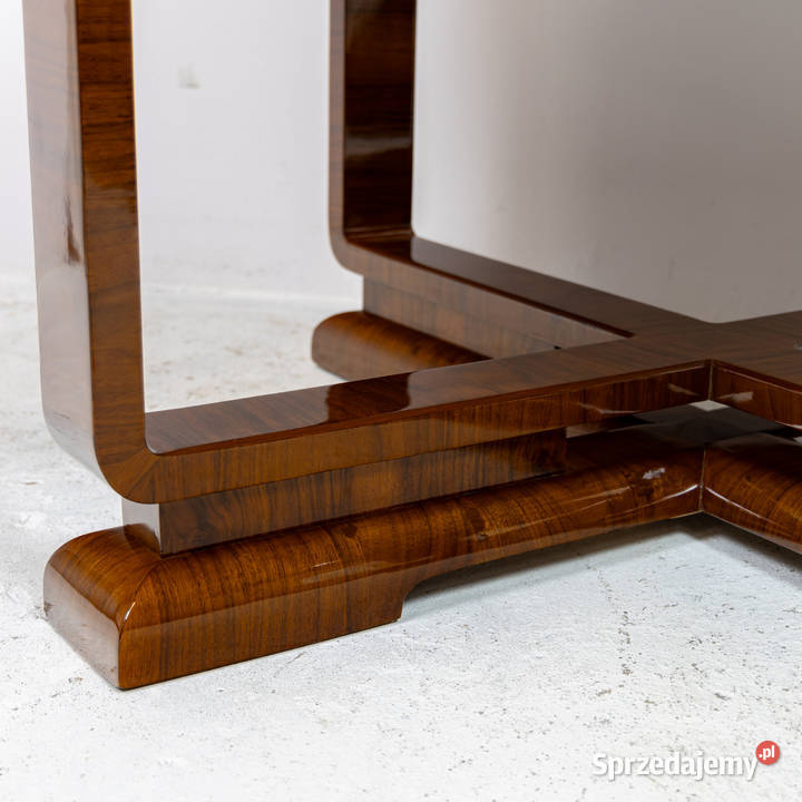 Stół okrągły art deco rozkładany orzech Swarzędz