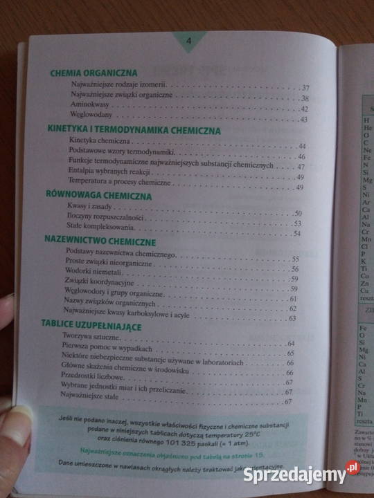 Małe tablice naukowe chemia Dąbrowa Górnicza