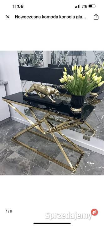 Nowoczesna konsola czarna szyba złota Glamour 40cm małopolskie