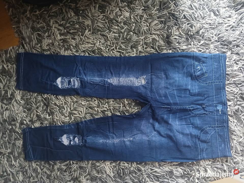 Legginsy imitacja jeansu z dziurami niebieski
