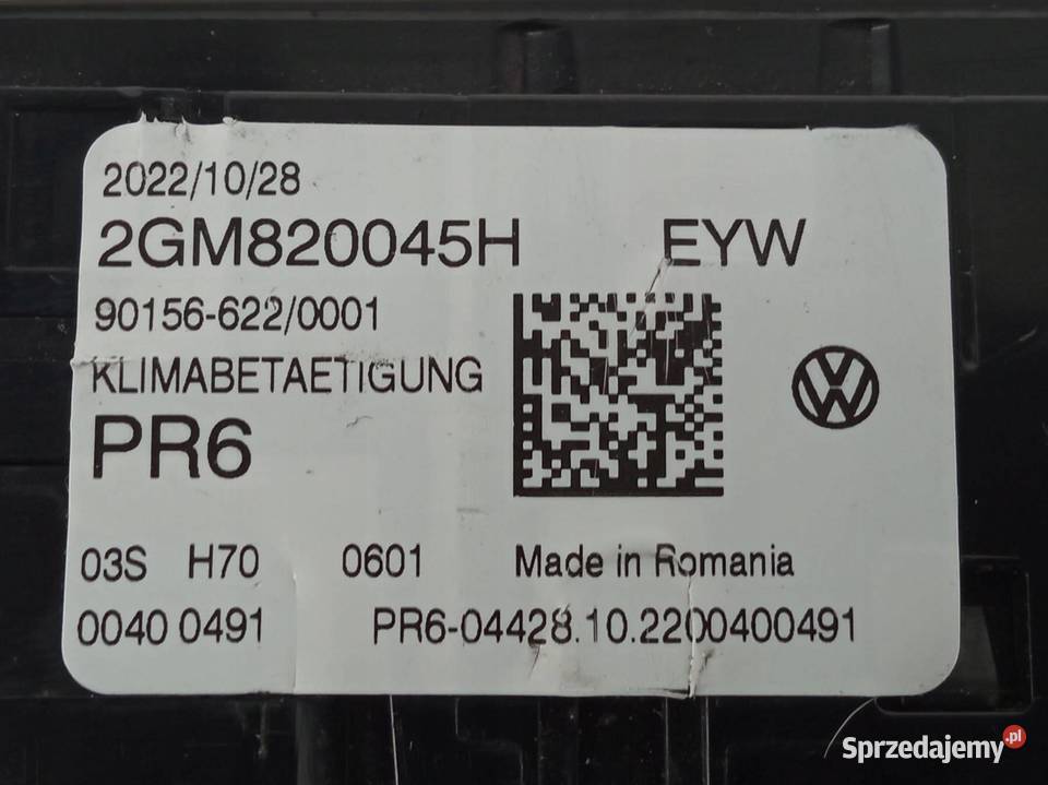 PANEL NAWIEWU 2GM820045H VW Volkswagen TCross I Panele sterowania, przełączniki