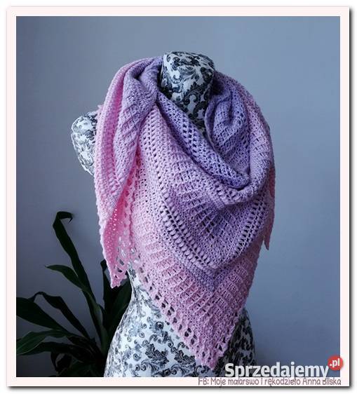 Chusta ombre kolor sakura rękodzieło na szydełku Dodatki Skarżysko-Kamienna