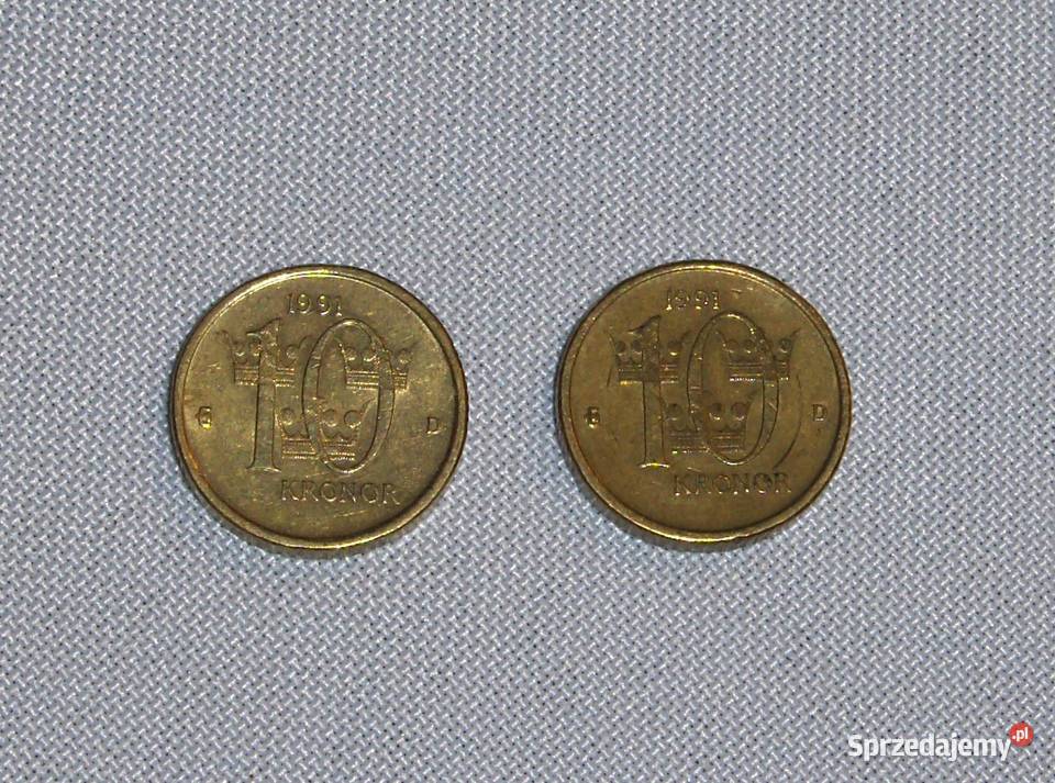 Monety 10 koron szwedzkich 1991r łódzkie Łódź sprzedam