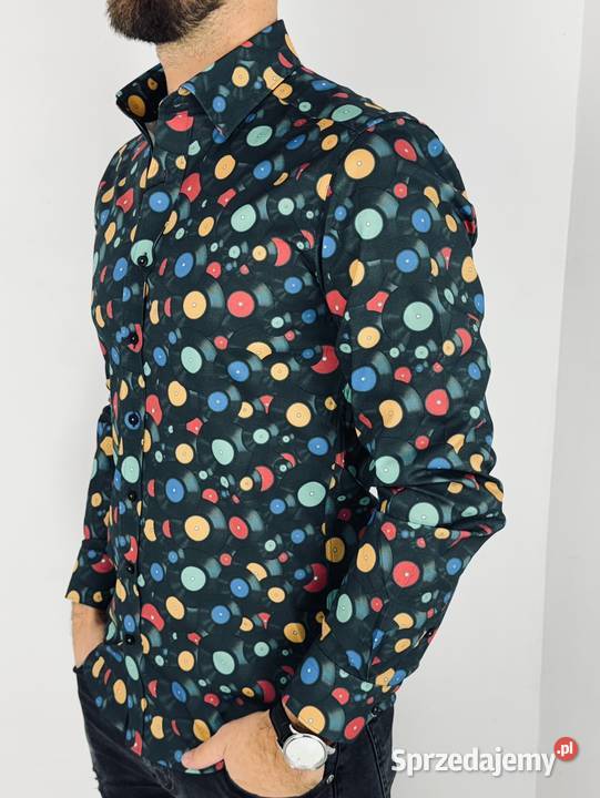 GIOVANNI PERA Koszula męska K010 Płyty winylowe Rozmiar L Ostrów Wielkopolski
