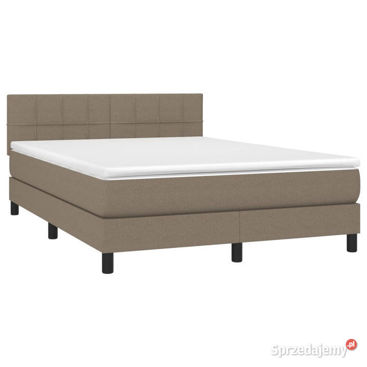 Łóżko kontynentalne z materacem taupe tkanina 144cm