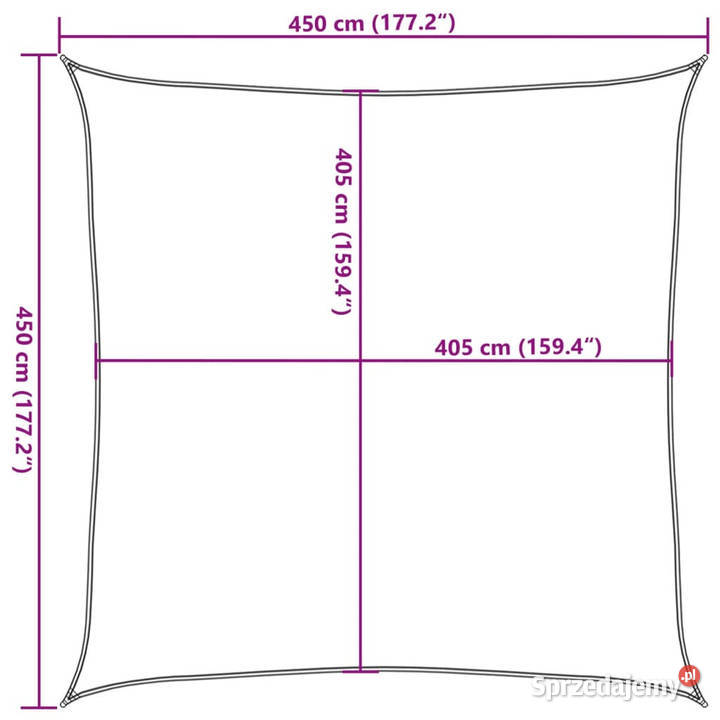 Żagiel przeciwsłoneczny 160 gm beżowy 45x45 m Markizy i osłony