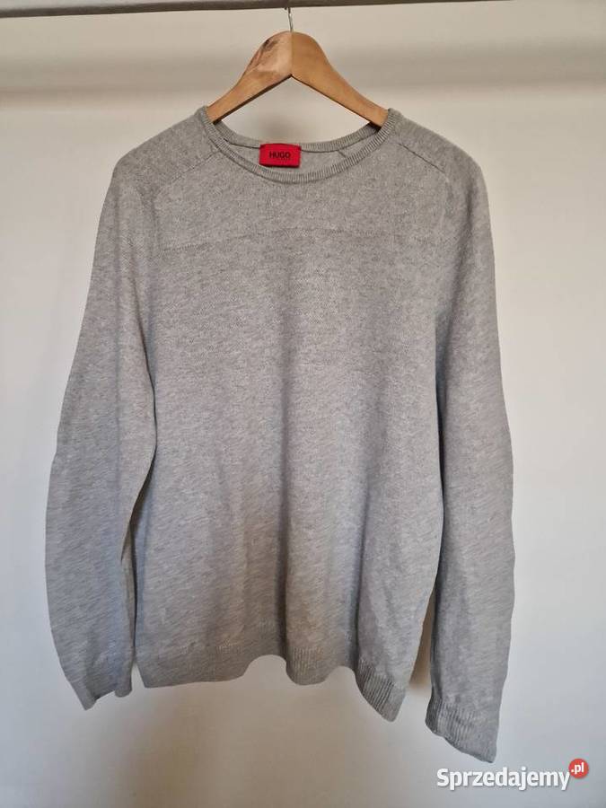 Hugo Boss Lekki Klasyczny Szary Sweter Męski 100 Hugo Boss Kraków